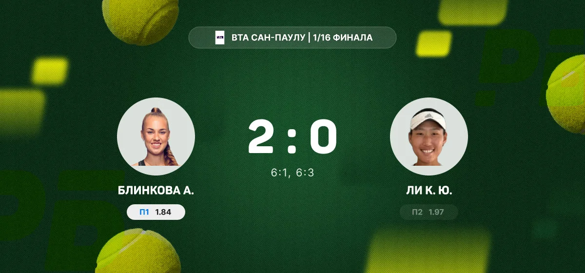 Блинкова вышла в 1/8 финала турнира в Сан-Паулу после победы над Ли