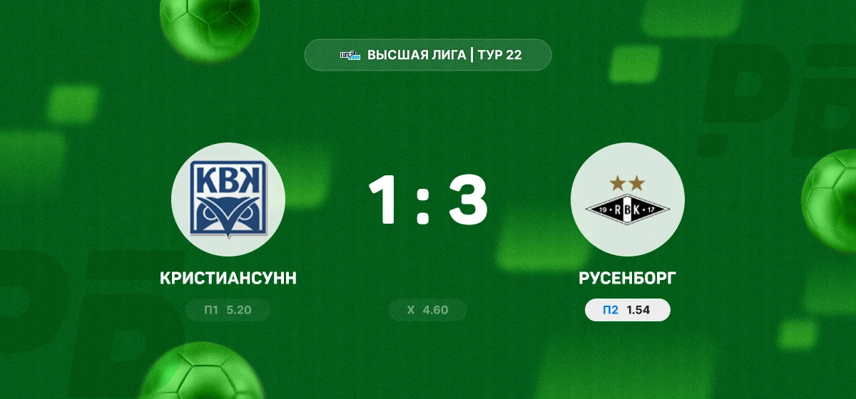 «Русенборг» одержал волевую победу над «Кристиансунном» в матче чемпионата Норвегии