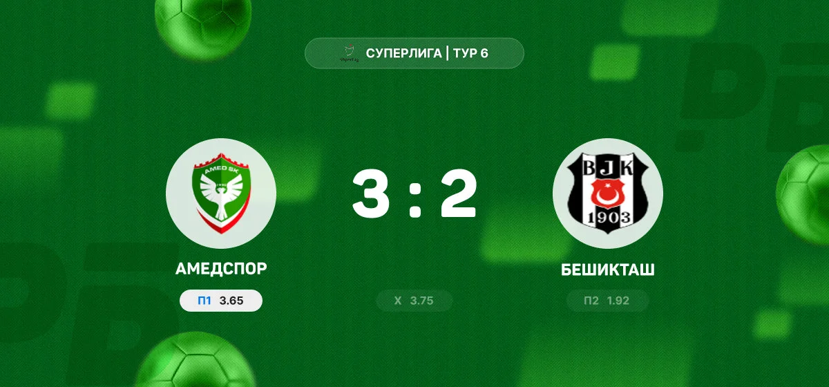 «Амедспор» обыграл «Бешикташ» в результативном матче Суперлиги