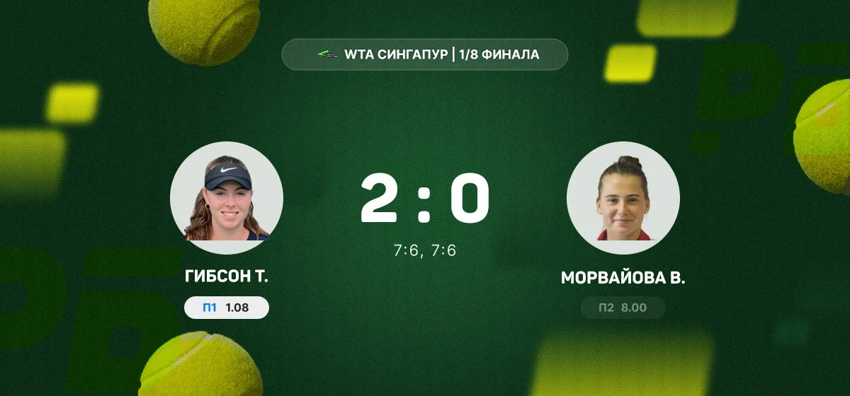 Гибсон вышла в четвертьфинал турнира WTA в Сингапуре после победы над Морвайовой
