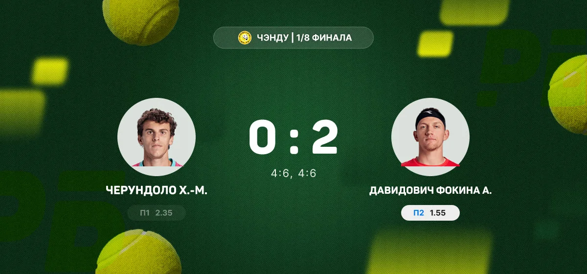 Давидович Фокина победил Черундоло в 1/8 финала турнира в Чэнду