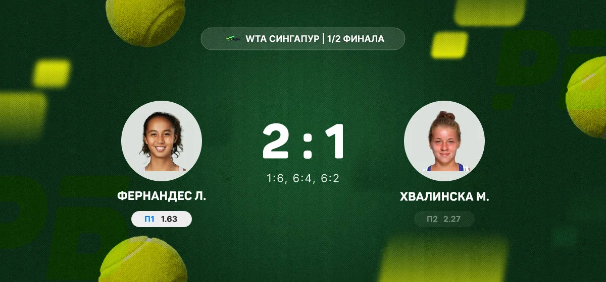 Фернандес победила Хвалинску и вышла в финал турнира WTA в Сингапуре