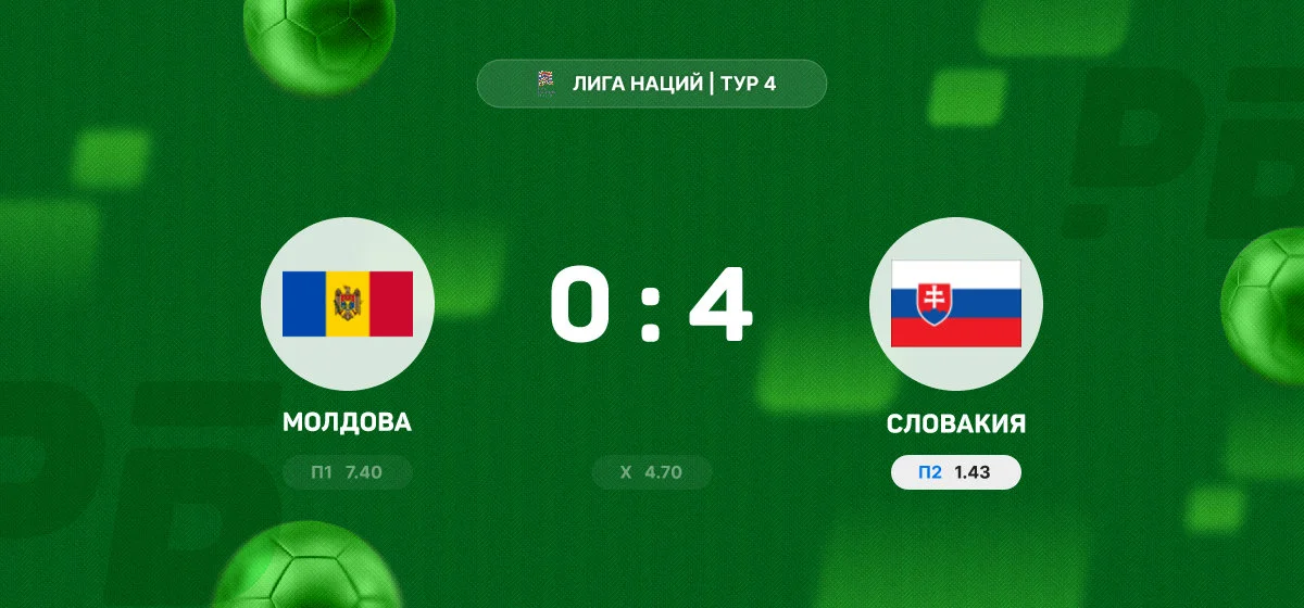 Словакия разгромила Молдову в выездном матче Лиги наций