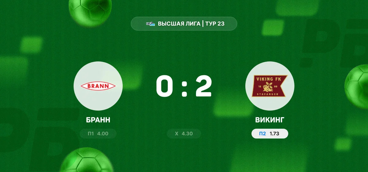 «Викинг» обыграл «Бранн» в матче чемпионата Норвегии