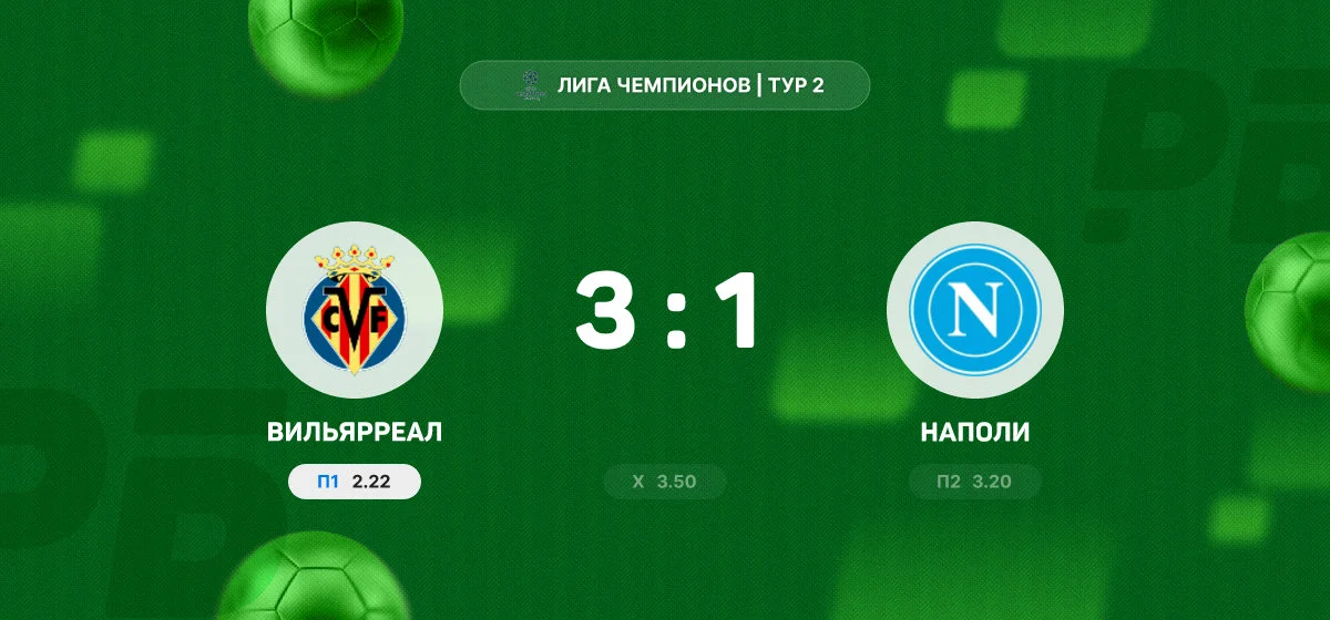 «Вильярреал» обыграл «Наполи» в матче общего этапа Лиги чемпионов
