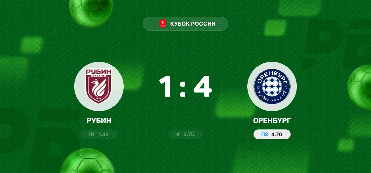 «Оренбург» разгромил «Рубин» в матче группового этапа Кубка России
