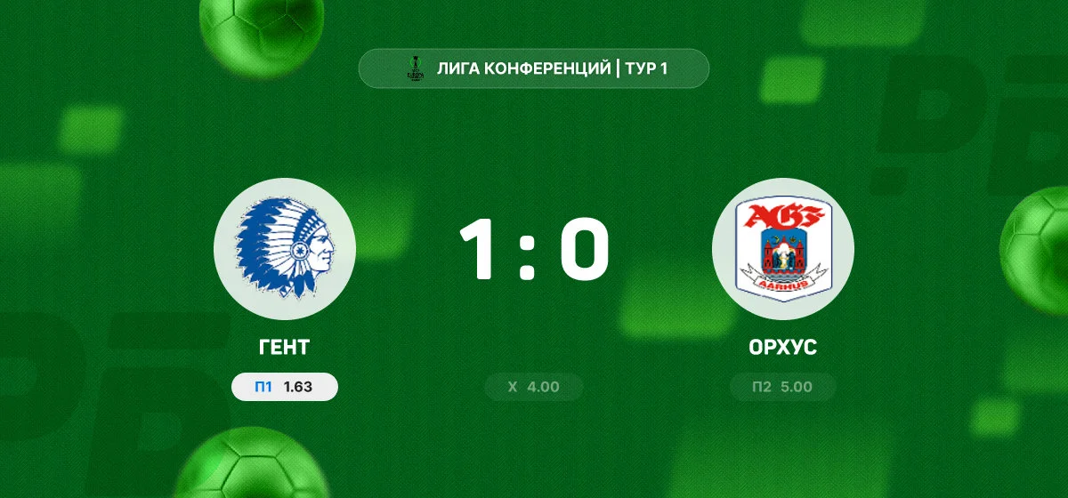 «Гент» минимально обыграл «Орхус» в матче Лиги конференций