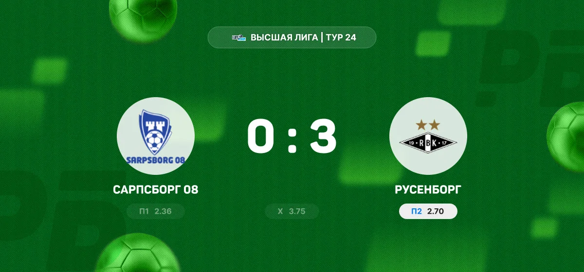 «Русенборг» разгромил «Сарпсборг 08» в гостевом матче чемпионата Норвегии