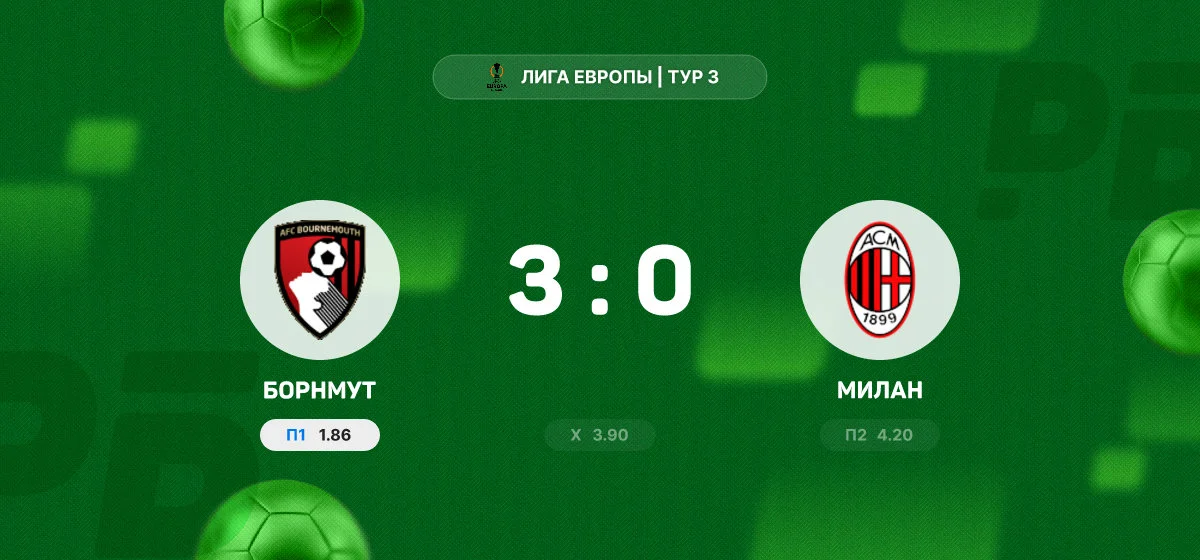 «Борнмут» разгромил «Милан» в домашнем матче Лиги Европы